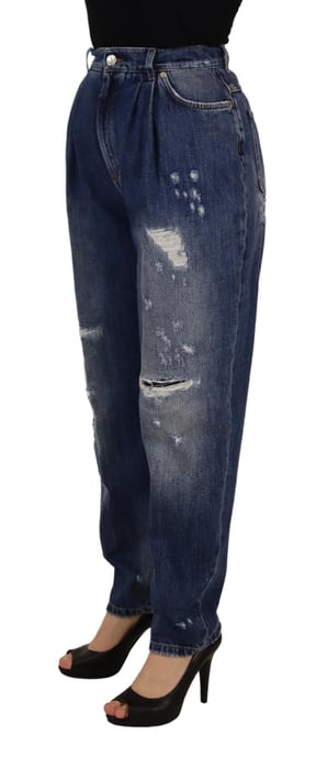 Dolce & Gabbana Blau Gefärbte Hohe Taillenlockere Damenhose - Image 3