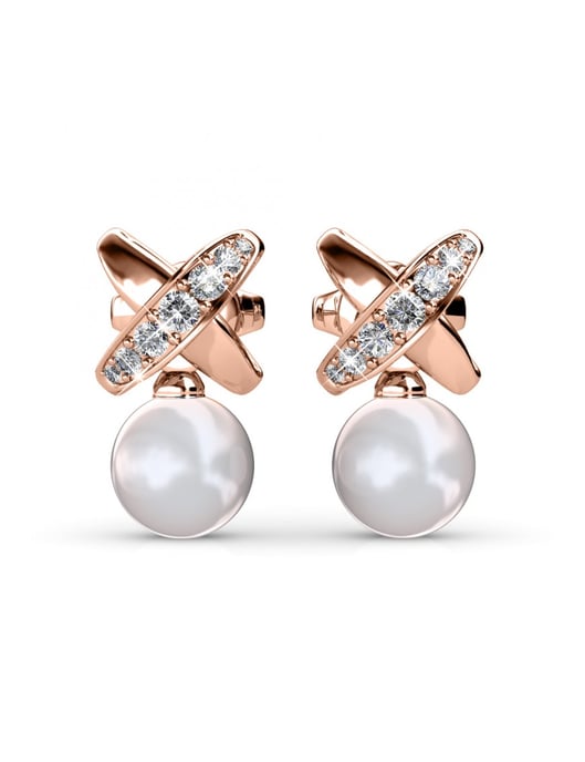 Chris Perlenohrringe - Rose Gold und Kristall - Image 3