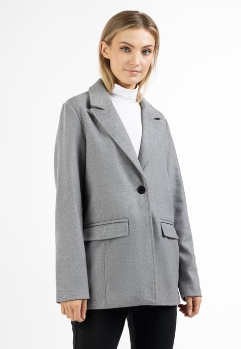 Dreimaster Langer Blazer aus Wollgemisch Damen Grau Melange - Image 3