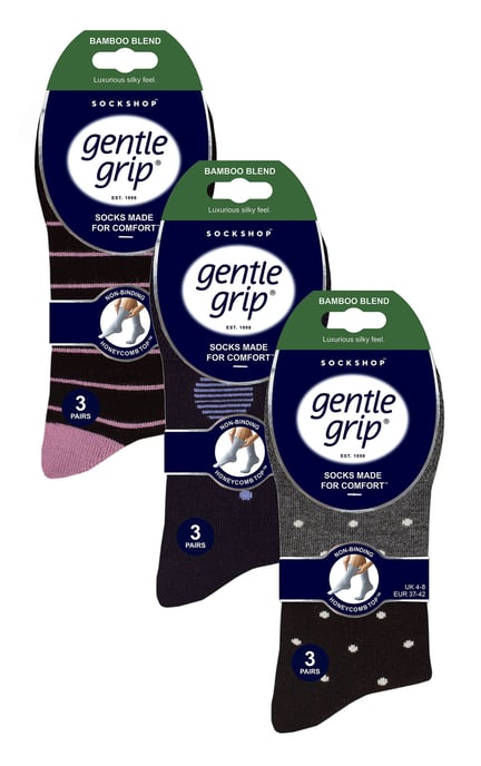 9 Pack Bambus Socken Damen | Gentle Grip | Extra Wide Soft Top nicht elastische Socken - SOLRM373839 - Image 2