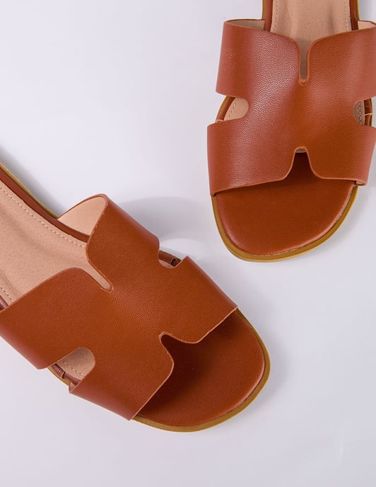 Textured Cross Front Flat Sandal