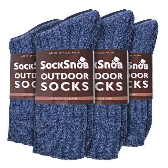 Socke Snob - 12 Paar Herren Wolle Boot Socken für Wandern - blau - Image 2