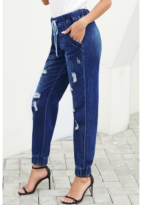 – Jogginghose mit Kordelzug und Taschen für Damen in Blau - Image 3
