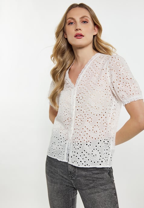 Dreimaster Bluse Damen Wollweiß - Image 3