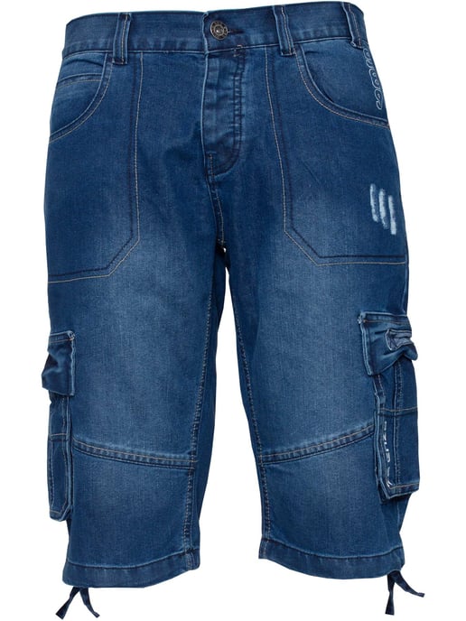 Enzo Herren Cargo Combat Denim Shorts - Image 4