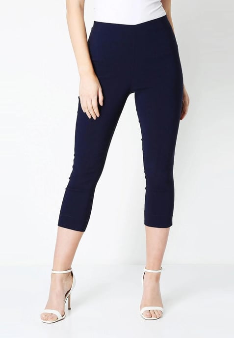 M&CO Damen Crop Stretch-Hose in Marineblau - Image 1