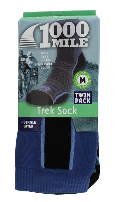 1000 Mile - 2er-Pack Herren Trekking Socken mit einlagigem, atmungsaktivem Merinowolle - Marineblau / Anthrazit - Image 2