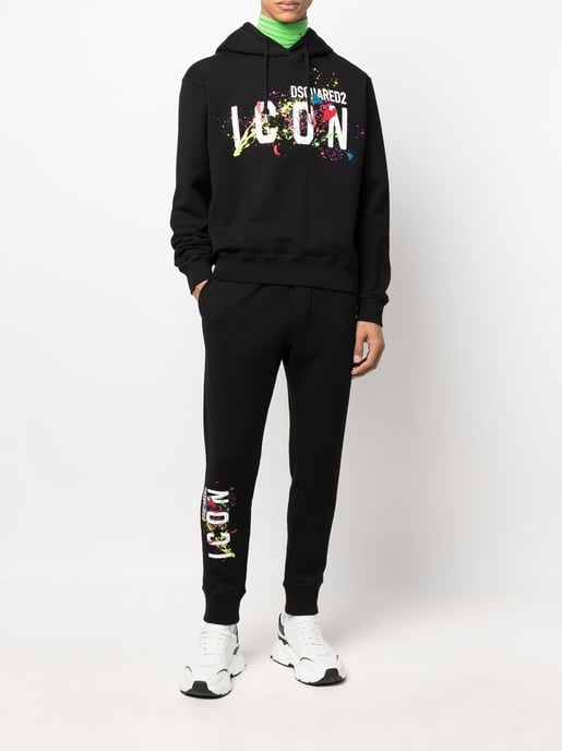 Dsquared2 Icon Splattered Hoodie Schwarz - Image 1
