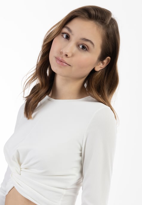 Mymo Langarmshirt Damen weiss - Image 5