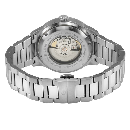 Gevril Guggenheim Herren Automatik 316L Edelstahl Schwarzes Zifferblatt, 316L Edelstahl Satin und poliert Armband. - Image 2