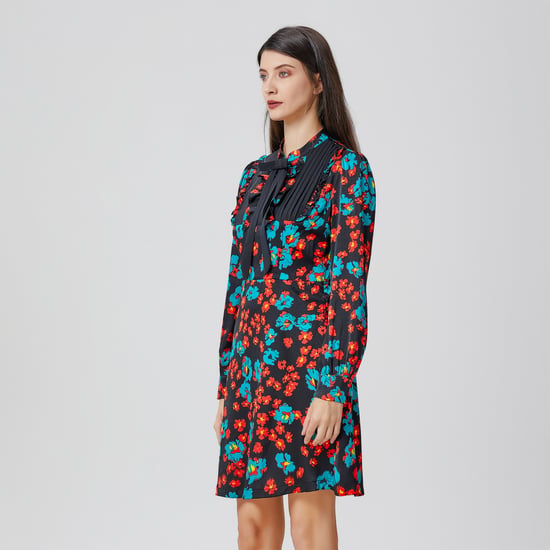 Minikleid mit Ascot-Schnürung und Blumenmuster - Image 5