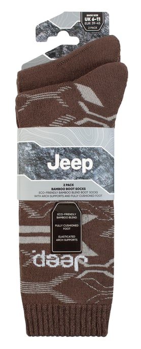Mens Bamboo Arbeit Boot Socken | Jeep | weich und atmungsaktiv dicken Heavy Duty gepolstert Socken, stricken gerippt Stil Walking Socken - Khaki / Stein - Image 2