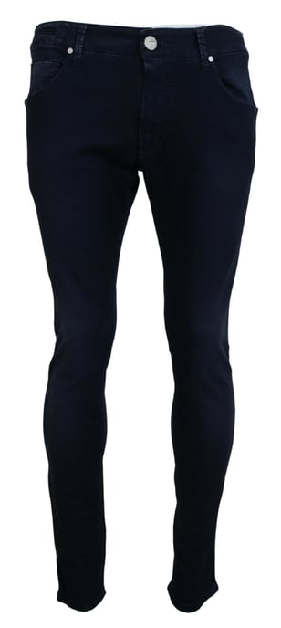 Acht Herren Blaue Baumwoll Tapered Slim Fit Freizeit-Denim-Jeans - Image 1