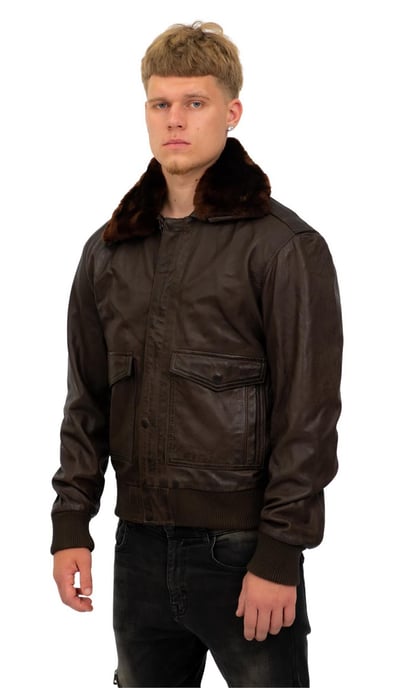 Men's Air Force A2 Brown Aviator Leather Bomber Jacket-Sao Paulo