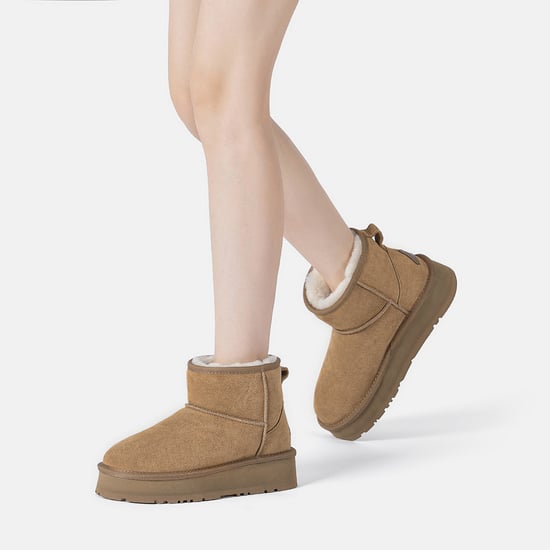 EVER AU Damen Leder Plateau Kurzstiefel - Dusky - Image 2