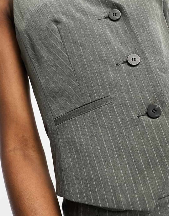 ASOS DESIGN slim striped waistcoat in grey