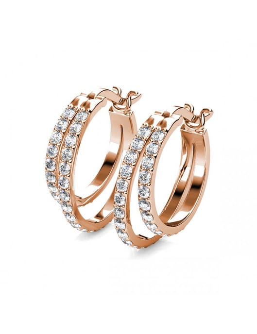 Duo-Ring-Ohrringe - Roségold und Kristall - Image 4
