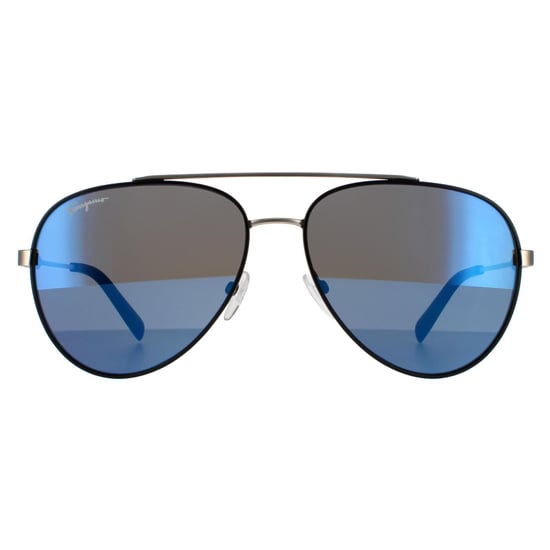 Salvatore Ferragamo Aviator Herren schwarz matt dunkel Ruthenium Flash blau Himmel 90041091 - Image 1