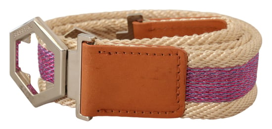 GF Ferre Ceinture pour femme en cuir multicolore avec boucle en forme d'hexagone argenté - Image 1