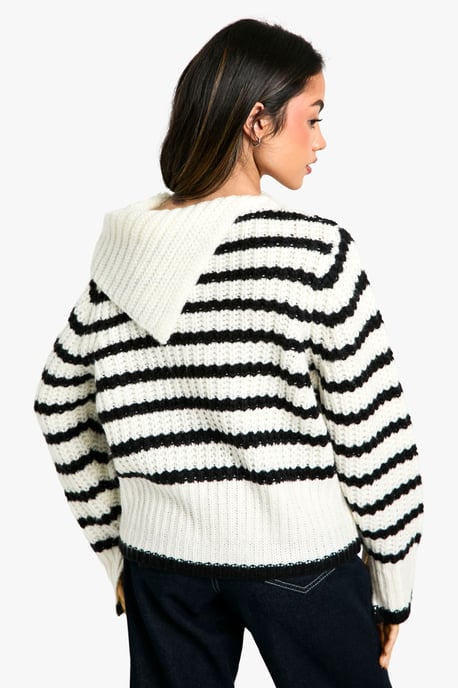 Knitted Stripe Collar Detail Jumper - Image 2