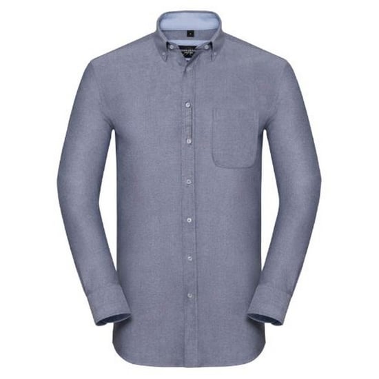 Russell Collection Herren Langarmhemd Tailored Oxford (Oxford Navy/Oxford Blue) - Image 1
