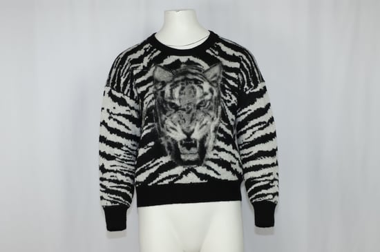 Saint Laurent Tiger-Intarsien-Pullover aus schwarzem Mohair - Image 5