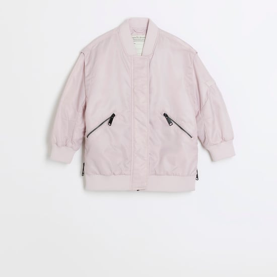 River Island Girls Bomber Jacket Pink Nylon
