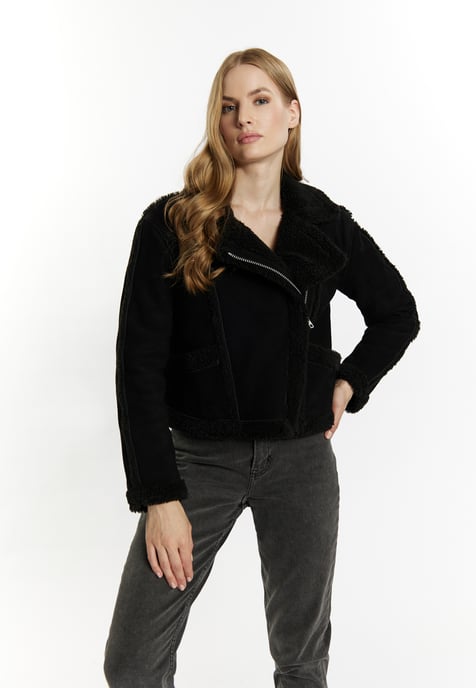 Dreimaster Bikerjacke aus Leder Damen schwarz - Image 3