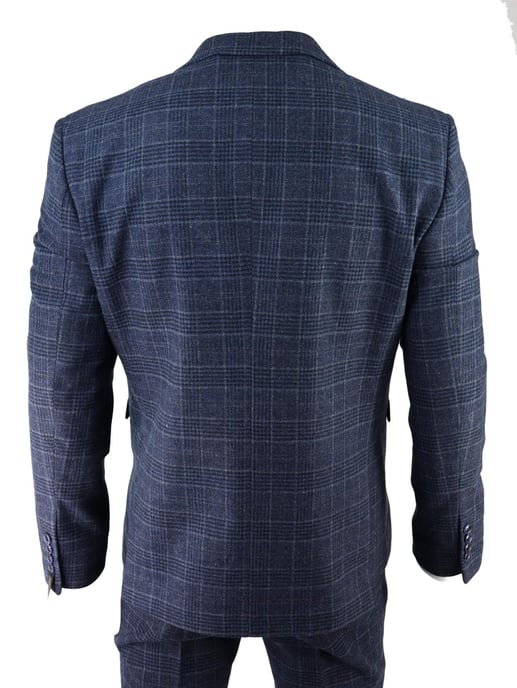 Herren Blaue Karierte 3-teilige Tweed-Anzug Peaky Blinders 1920er Gatsby Taillierte Passform - Image 6