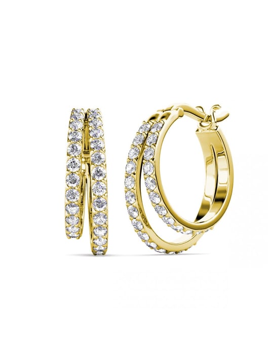 Duo-Ring-Ohrringe - Gold und Kristall - Image 1