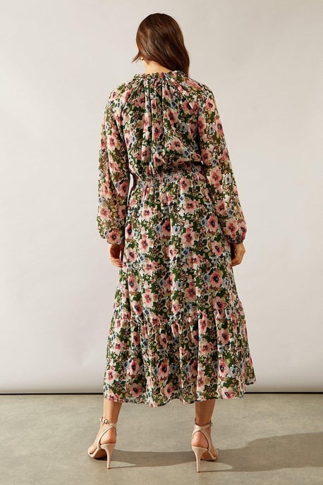 Printed Tie Detail Maxi Dress