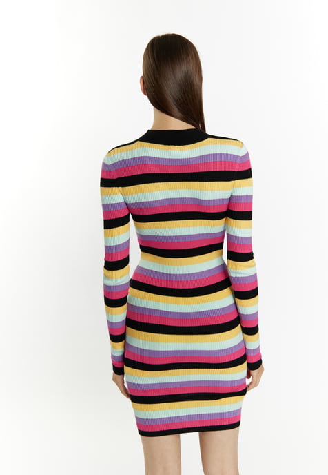 Mymo Strickkleid Damen Schwarz Mehrfarbig - Image 4