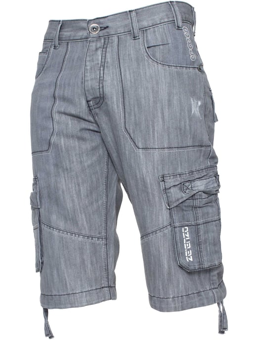 Enzo Herren Cargo Combat Denim Shorts - Image 1