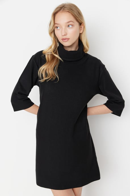 Trendyol Femmes Bras bas Col roulé Changement Midi Robe - Image 2