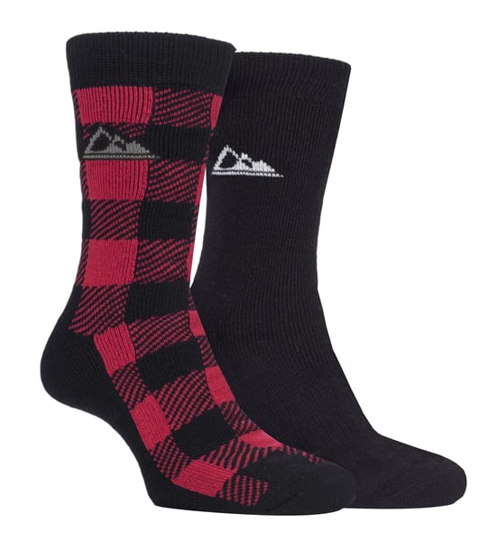 Storm Bloc - 2 Paar Herren dicke gepolsterte gemusterte Winter warme thermische Stiefel Socken für Wandern - SBMS037RED - Image 1
