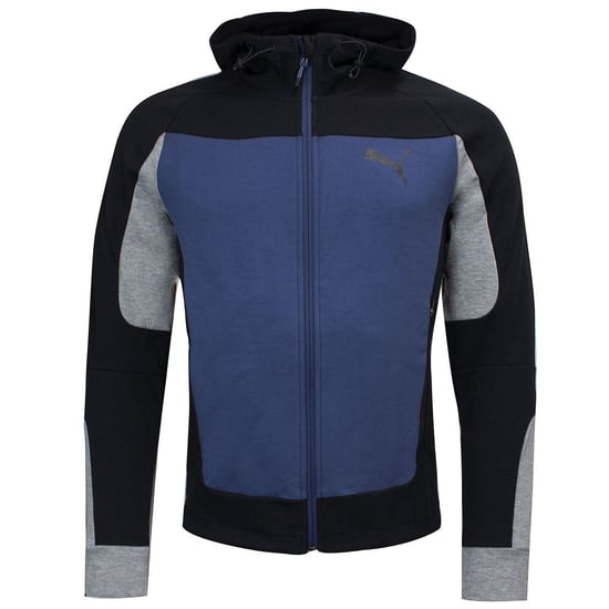 Puma Long Sleeve Zip Up Blue Black Mens Hooded Track Jacket 582725 43
