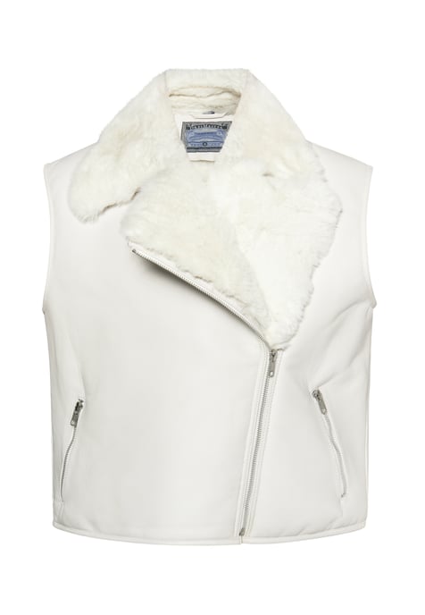 Dreimaster Lederweste Damen Wollweiss - Image 1