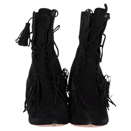 Aquazzura Mustang 105 Fransen Stiefeletten aus schwarzem Wildleder - Image 3