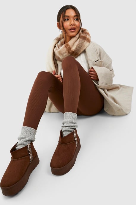 Embroidered Detail Cosy Platform Boots