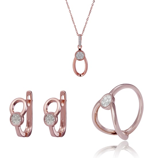 Orphelia 'Gigi' Damen-Set aus 925er Sterlingsilber: Halskette + Ohrringe + Ring – Rosé SET-7439 - Image 1