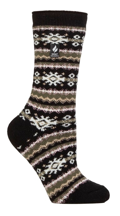 Ladies Nordic Socks | Heat Holders Lite | Leichte Thermo-Wintersocken für Frauen - Schwarz/Olive - Image 1
