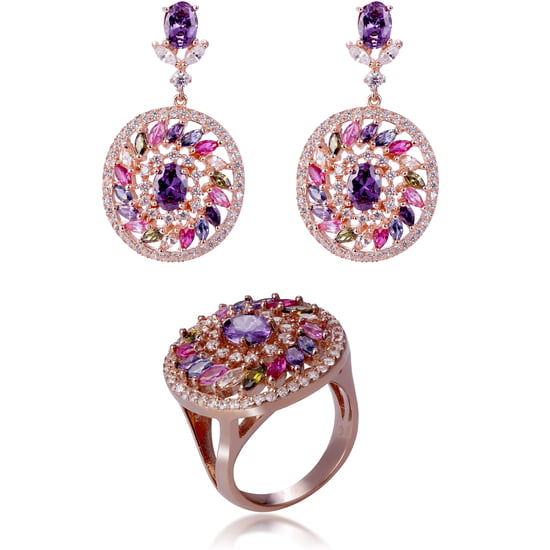 Orphelia 'Enya ' Women's 925 Sterling Silver Set: Earrings + Ring - Rose SET-7428/RG