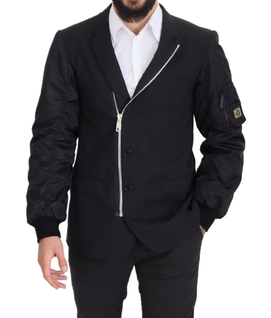 Dolce & Gabbana Schwarze Wolljacke mit Vollem Reißverschluss und Langen Ärmeln für Herren - Image 3