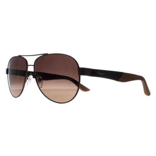 Salvatore Ferragamo Aviator Herren Matte dunkel Ruthenium grau braun Gradient SF275S - Image 1