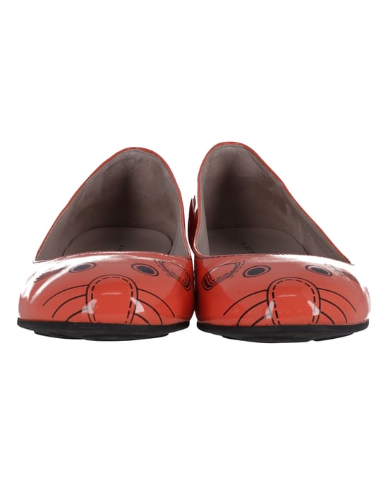 Marc Jacobs Ballettschuhe mit Mauskitzel-Muster aus orangenem Lackleder - Image 2