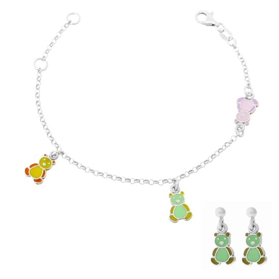 Orphelia 'Bear' Child's 925 Sterling Silver Set: Bracelet + Earrings - Silver SET-7140/GR