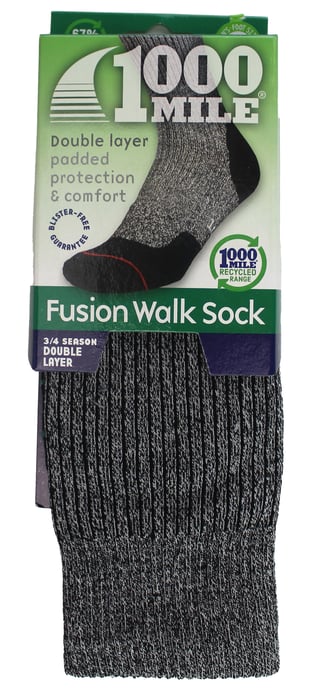 1000 Mile - Herren Fusion Repreve Doppel-Lagen Strapazierfähige Wandersocken - Kohlegrau / Schwarz - Image 2