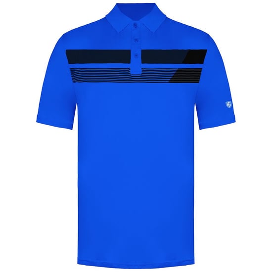 Island Green Herren-Golf-Poloshirt mit asymmetrischem Print, Blau - Image 1