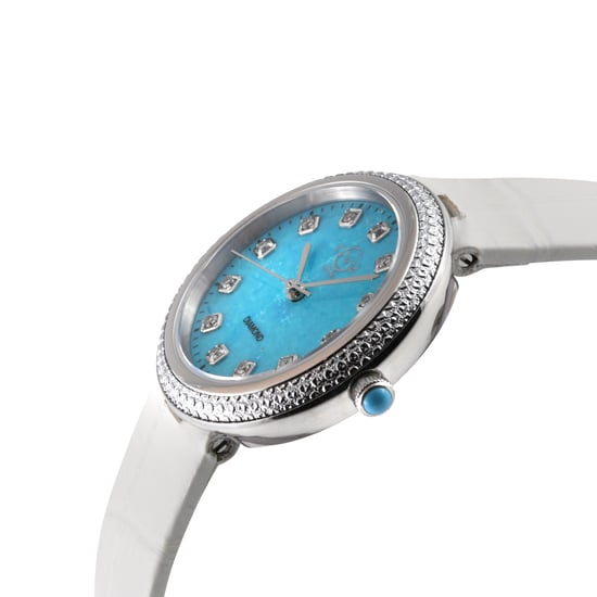 GV2 Arezzo Womens Diamond Schweizer Quarz Türkis Zifferblatt, echte italienische handgefertigte Türkis Lederuhr - Image 3