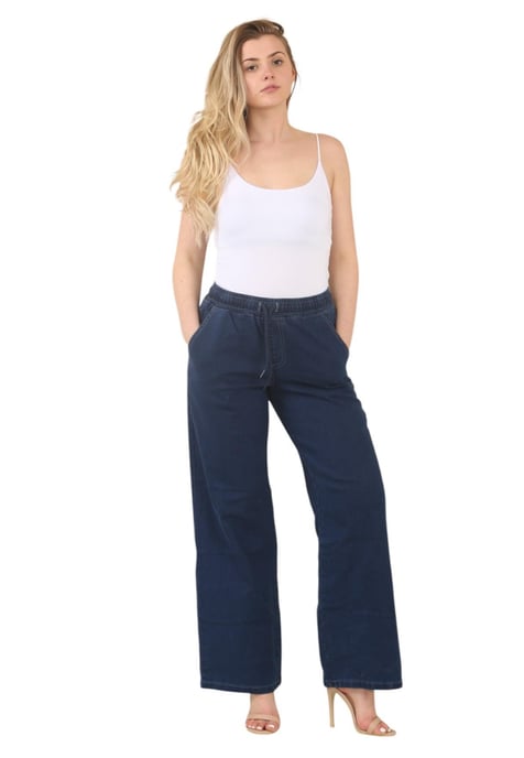 MYT Womens Elasticated High Waist Wide Leg Jeans in Blau - Image 6